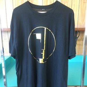 Bauhaus Spirit Face Metallic Gold on Black T-Shirt